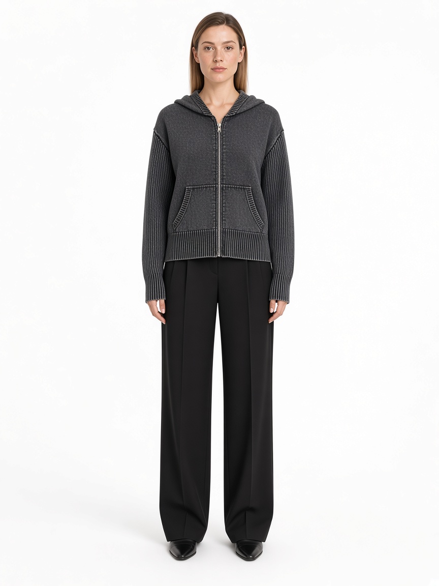Hooded Zip Knitted Cardigan – FM-LK-031