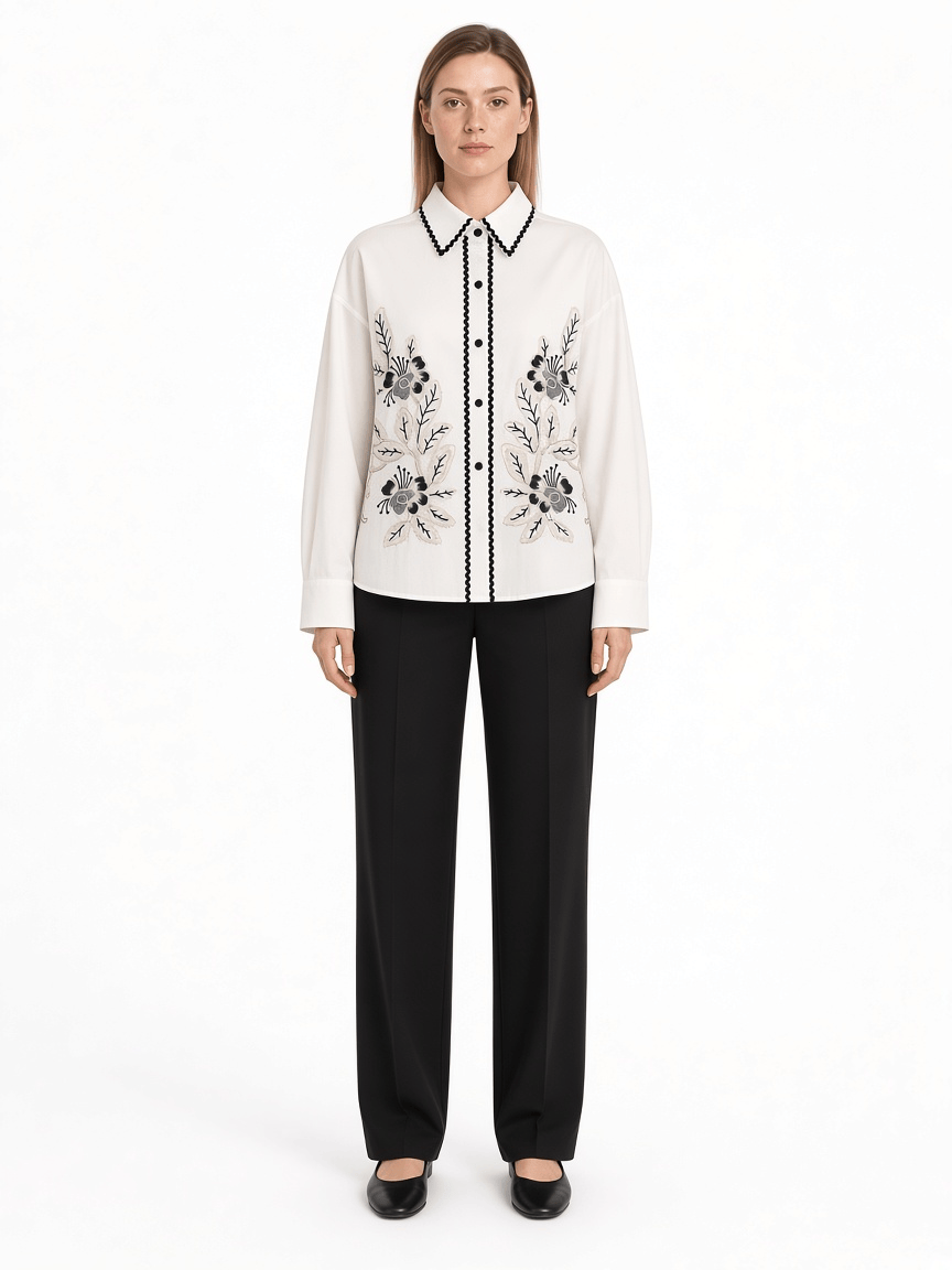 White Floral Shirt – FM-LK-037