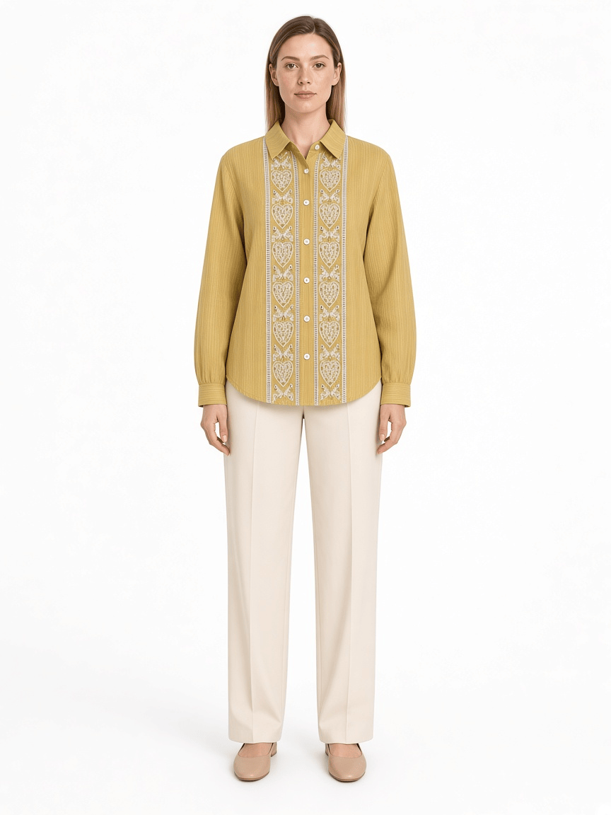 Mustard Decorative-Panel Shirt – FM-LK-038